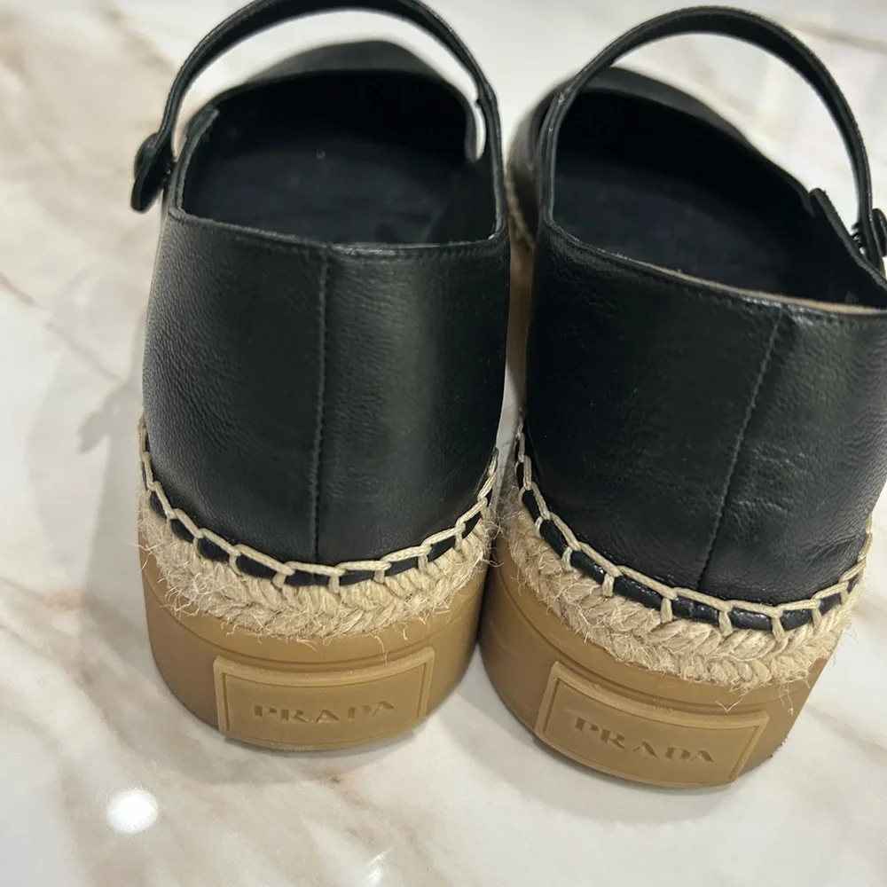 Prada Black Leather Mary Jane Flats - Picture 3 of 5